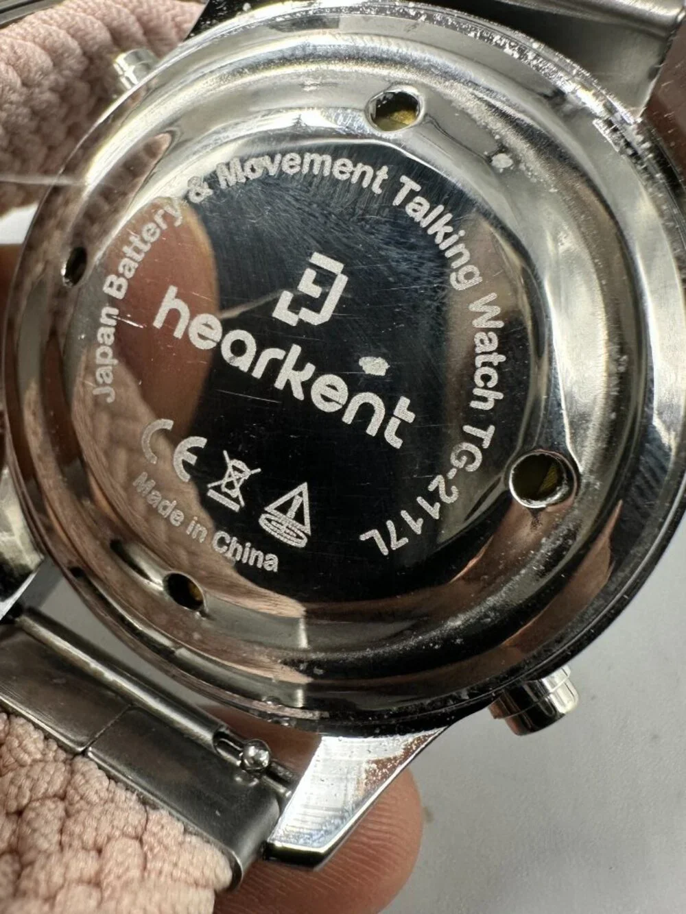 Hearkent Talking Digital Watch Women Silver Tone Pink Band New Battery